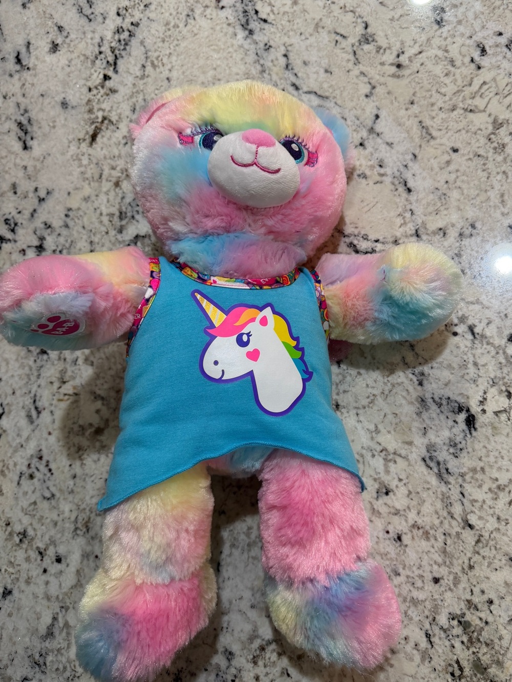 Rainbow Build-A-Bear Fairy Bear with Unicorn Shirt